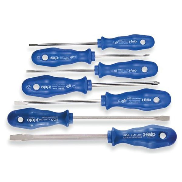 Felo Blue 800 Slotted And Phillips Screwdriver Set (7-Piece) 0715728009